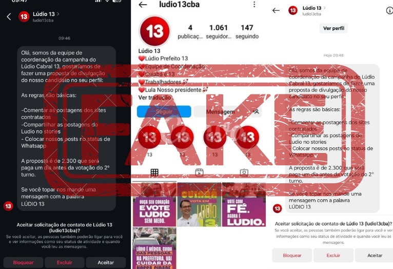 Perfil falso criminoso no Instagram